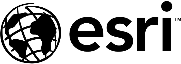 ESRI logo with a globe featuring latitude and longitude lines alongside the text 'esri'.