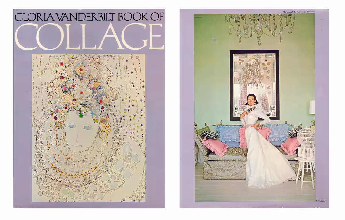 Front and back cover of Gloria Vanderbilt's book, "Gloria Vanderbilt Book of Collage"