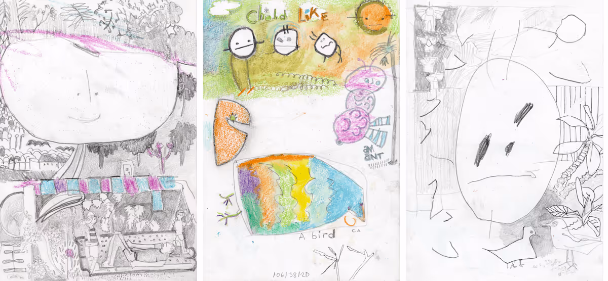 Early drawings from my grandaughters and I in my sketchbook