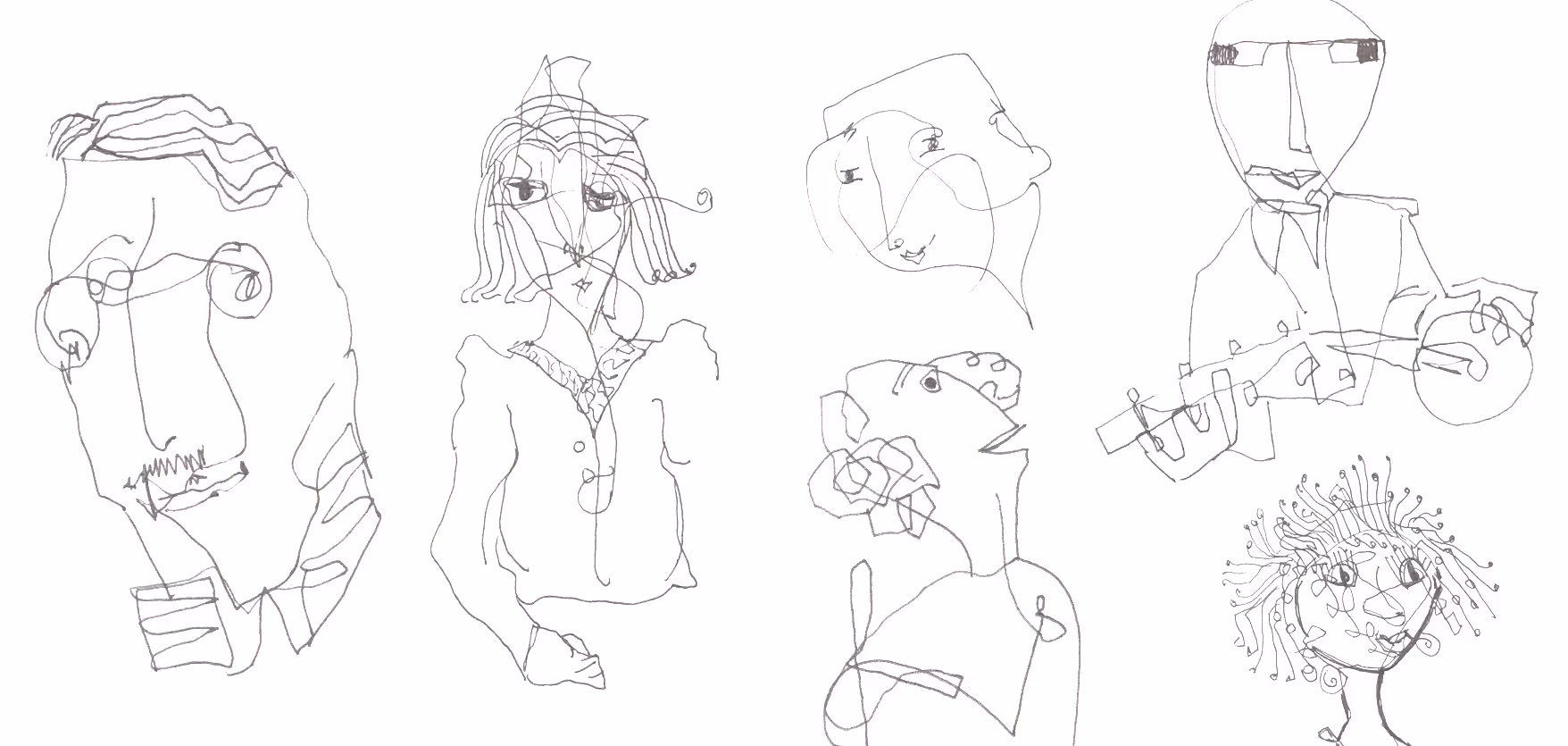Scribble line drawings of people