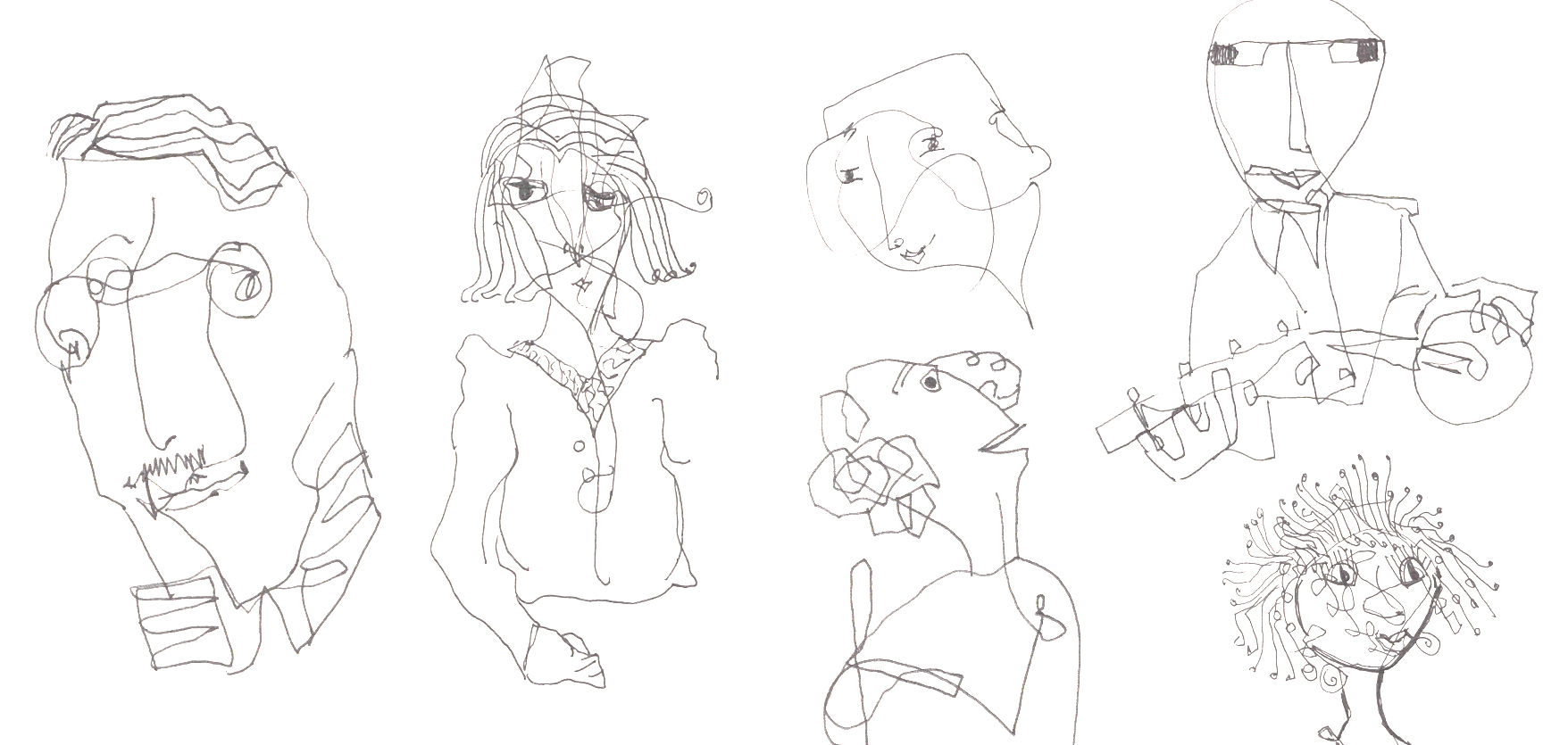 Scribble line drawings of people