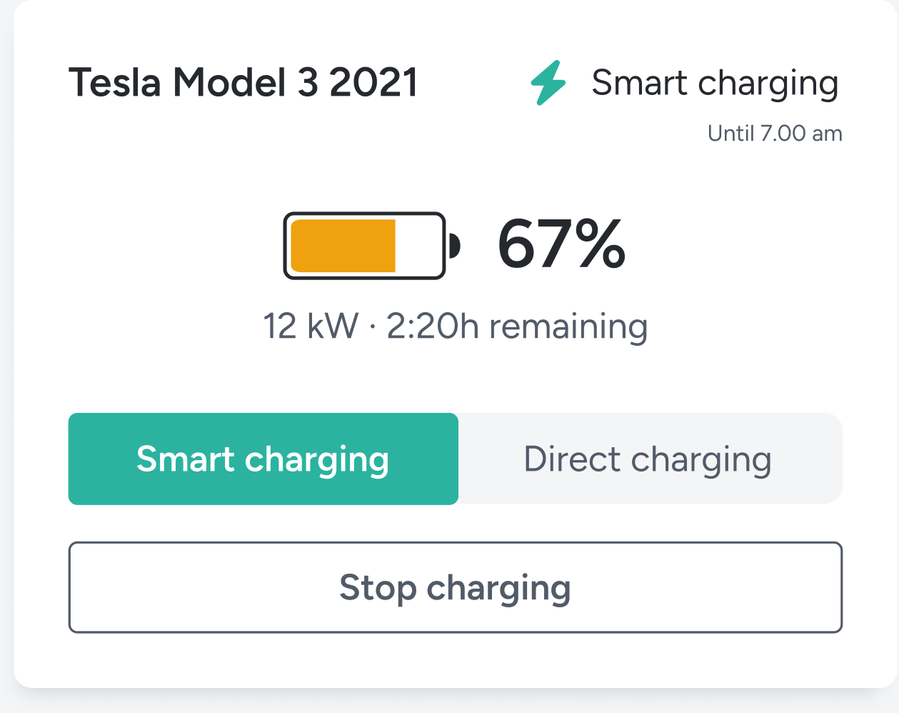 exnaton smart charging control for an electric vehicle
