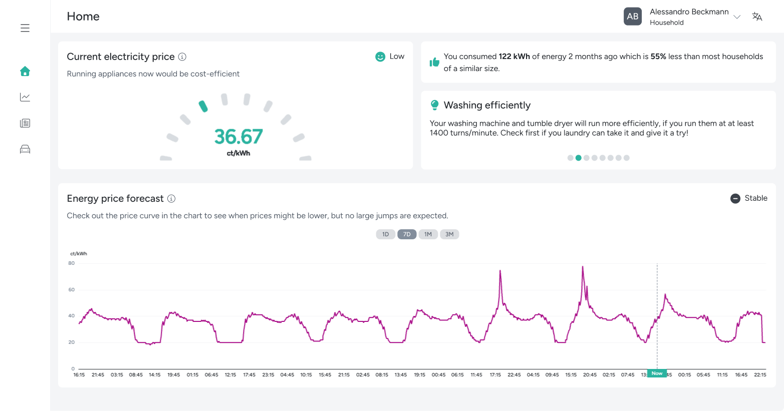 exnatonSMART dynamic tariff platform interface