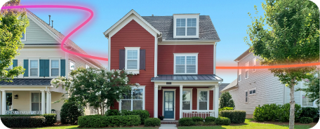 A red two story house