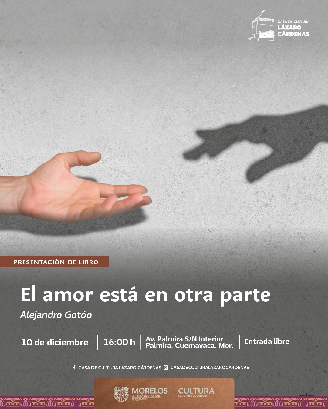 Invita Secretaría de Cultura a presentación del libro “El Amor está en otra parte”
