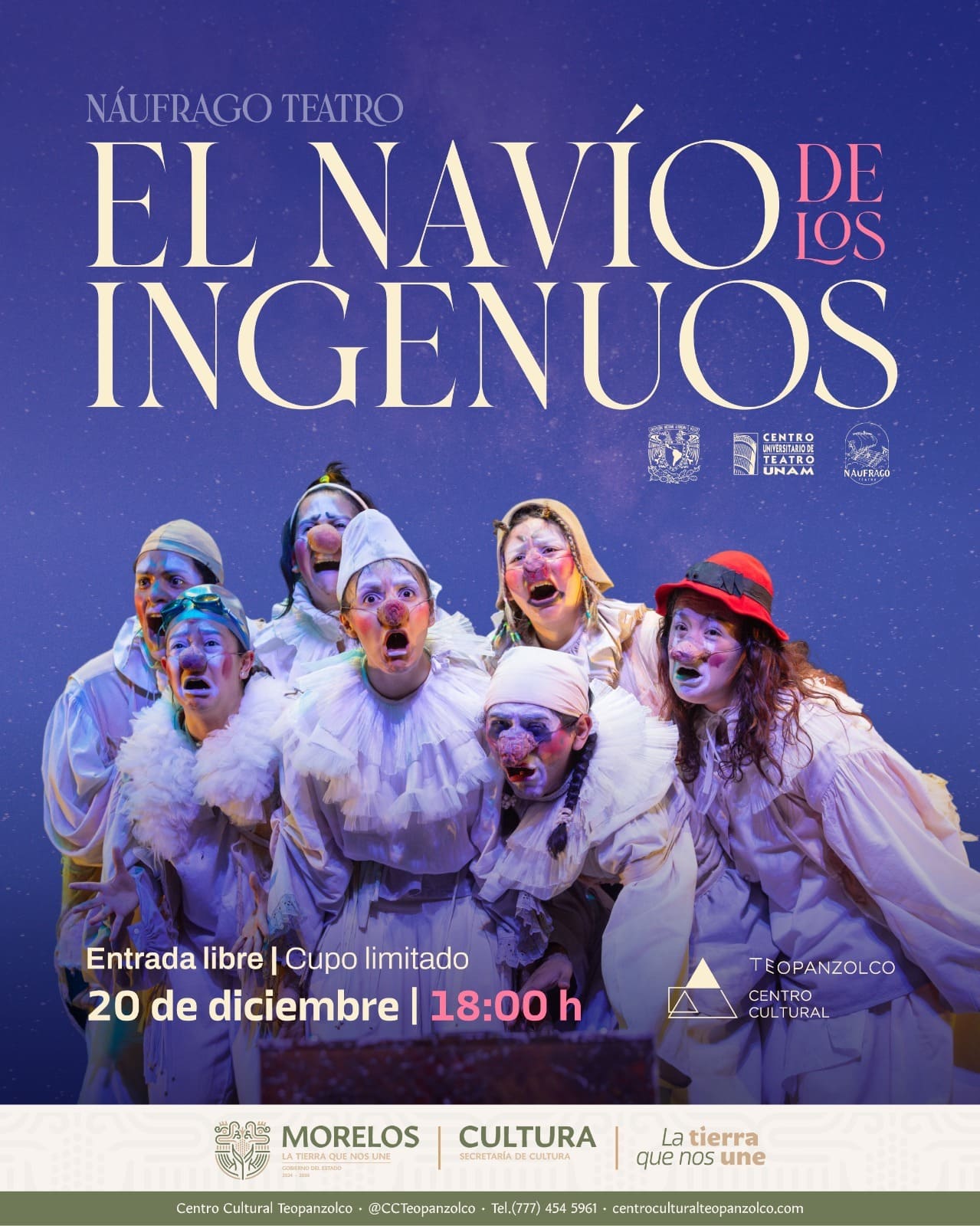 Se presentará El Navío de los Ingenuos en el Centro Cultural Teopanzolco Se presentará El Navío de los Ingenuos en el Centro Cultural Teopanzolco