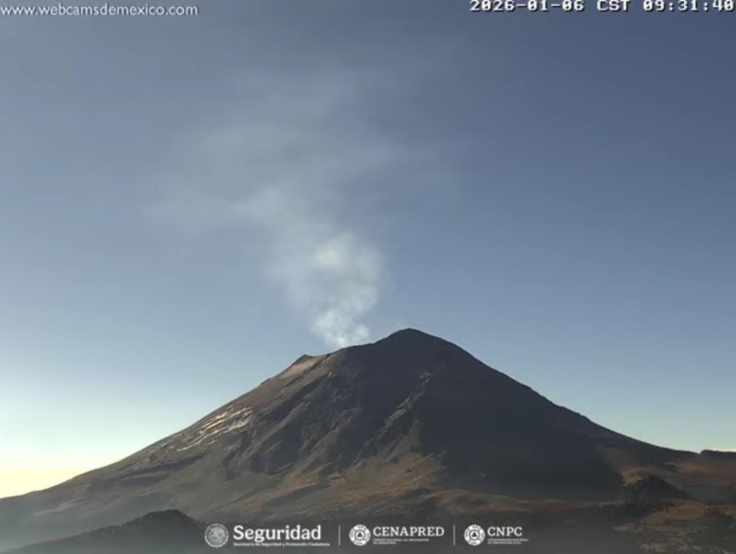 Reporte del monitoreo del volcán Popocatépetl 