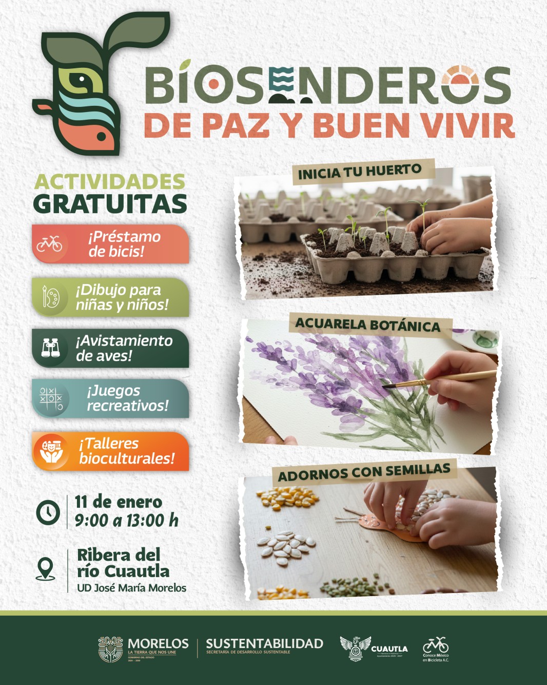 Invita Secretaría de Desarrollo Sustentable a la edición 13 de Biosenderos de Paz y Buen Vivir en Cuautla