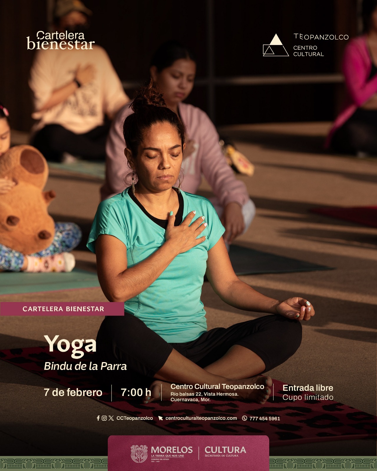 Lista cartelera de Bienestar en el Centro Cultural Teopanzolco