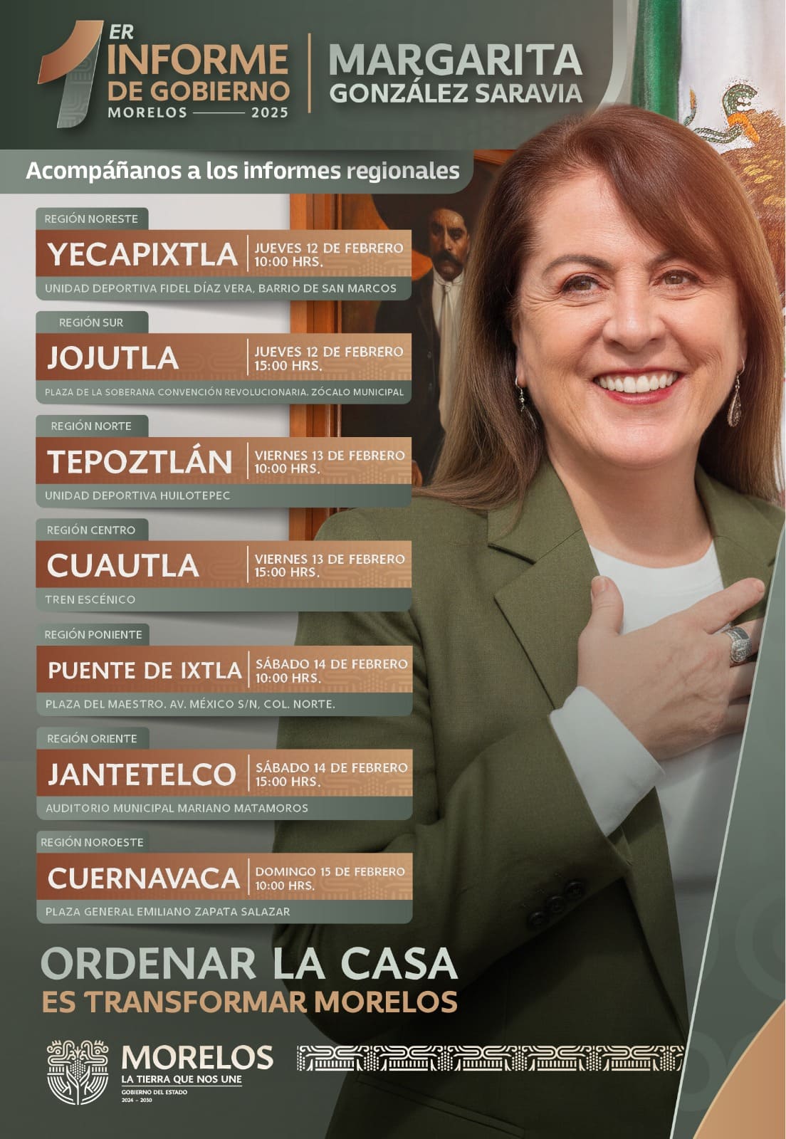 Anuncia Margarita González Saravia que presentará siete informes regionales para rendir cuentas de frente al pueblo