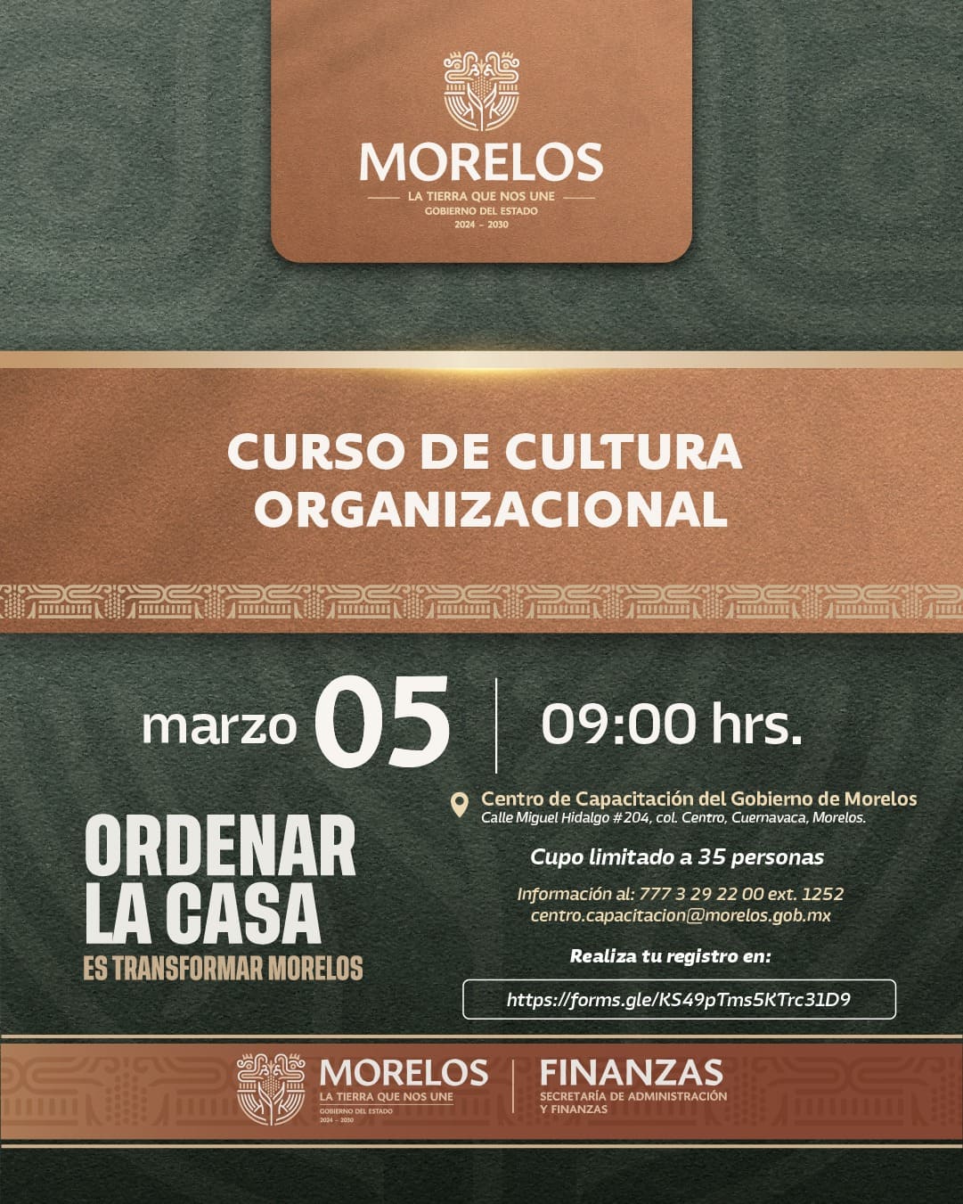 Capacitarán a servidoras y servidores públicos en cultura organizacional