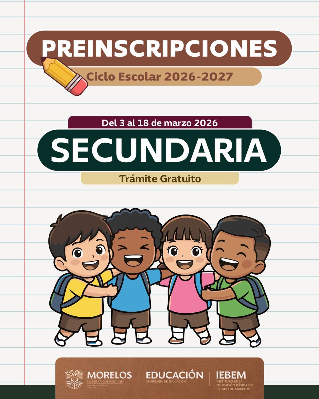 Inician preinscripciones para secundaria en Morelos Inician preinscripciones para secundaria en Morelos