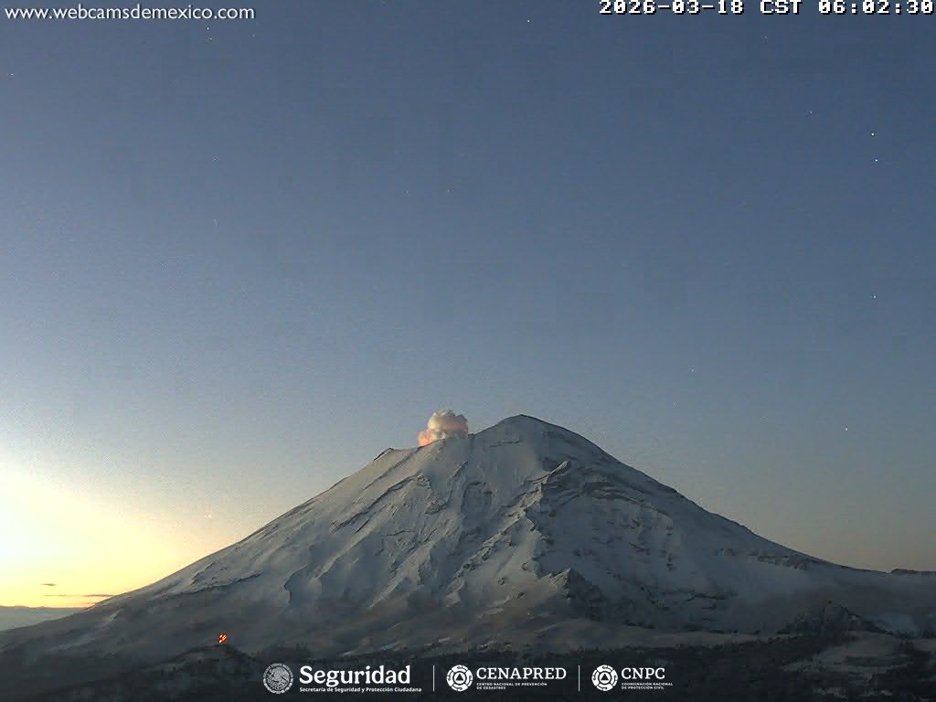 Reporte monitoreo del volcán Popocatépetl