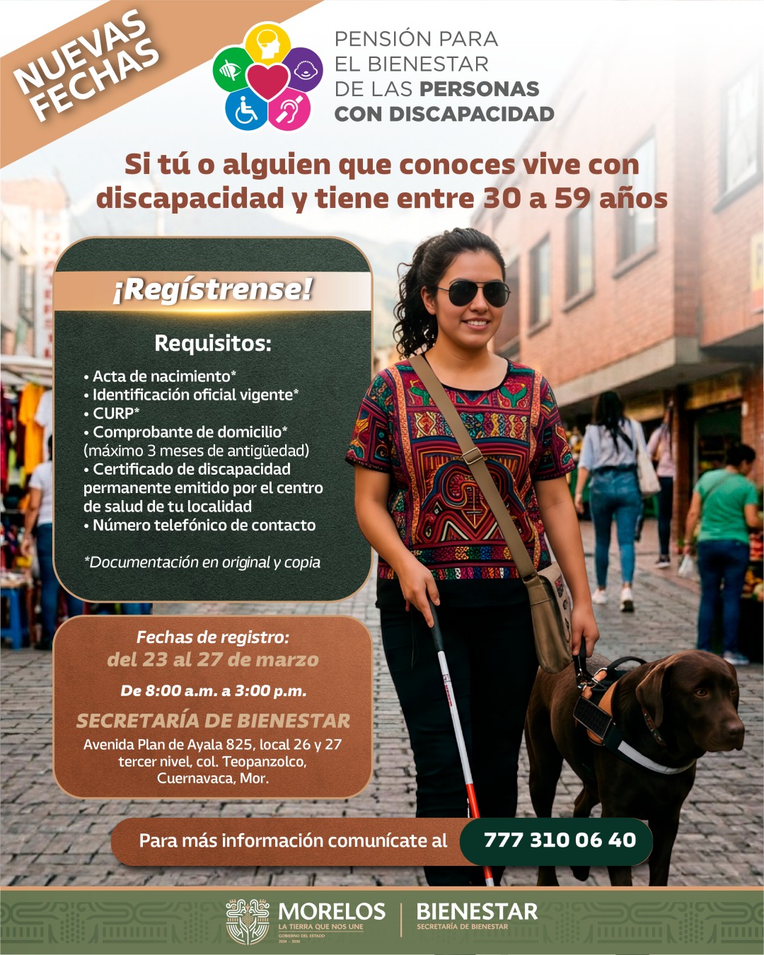 Acuerdan Gobiernos de México y Morelos fechas de apertura de plataforma de registro al Programa Pensión para el Bienestar de las Personas con Discapacidad de 0 a 59 años en “La tierra que nos une”