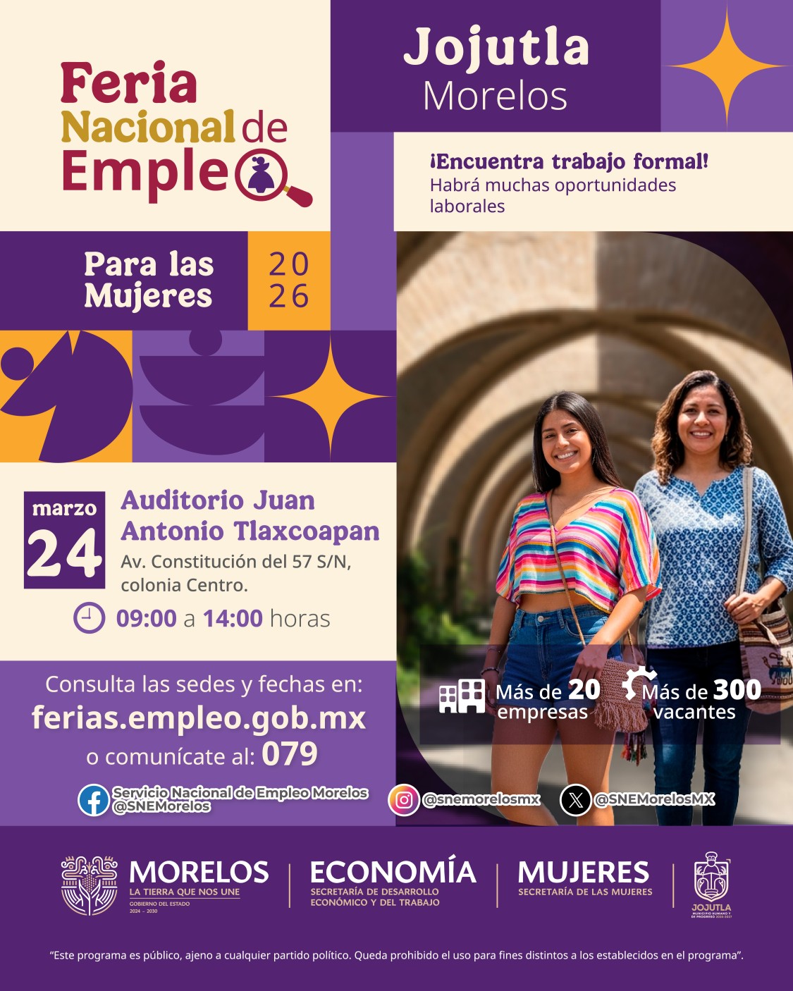 Acerca Gobierno estatal oportunidades laborales con Feria Nacional de Empleo para las mujeres en Jojutla