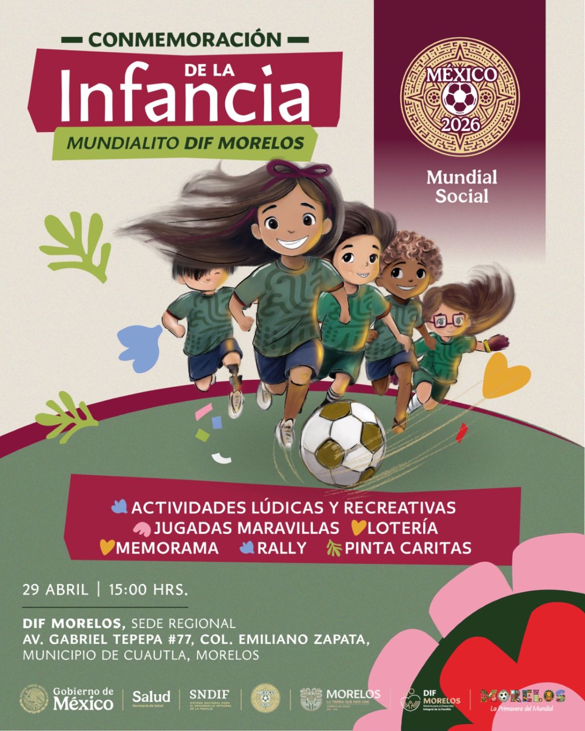 Exhorta SEDIF a la conmemoración de la infancia el próximo 29 de abril