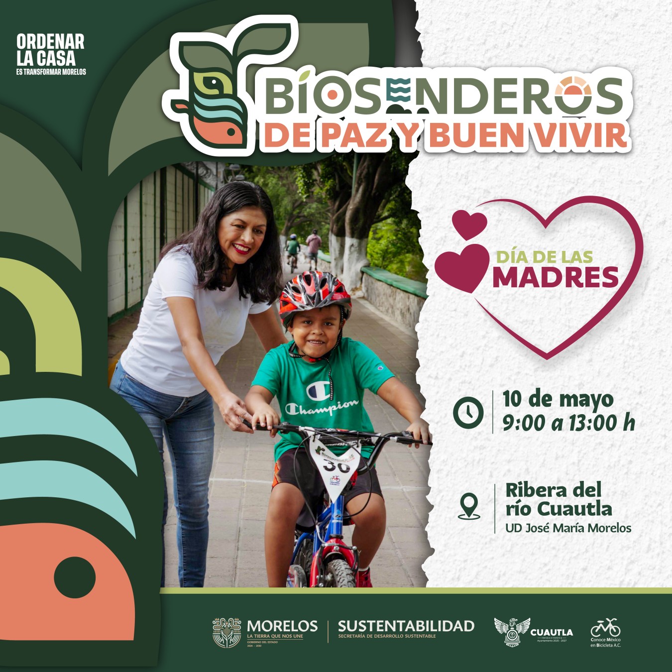 Invita Gobierno de Morelos a celebrar el Día de las Madres en los Biosenderos de Paz y Buen Vivir en Cuautla