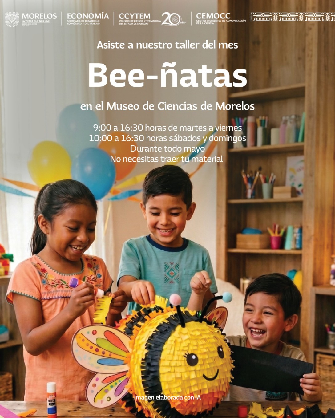Promueve Morelos conciencia ambiental y creatividad infantil con taller “Bee-ñatas”