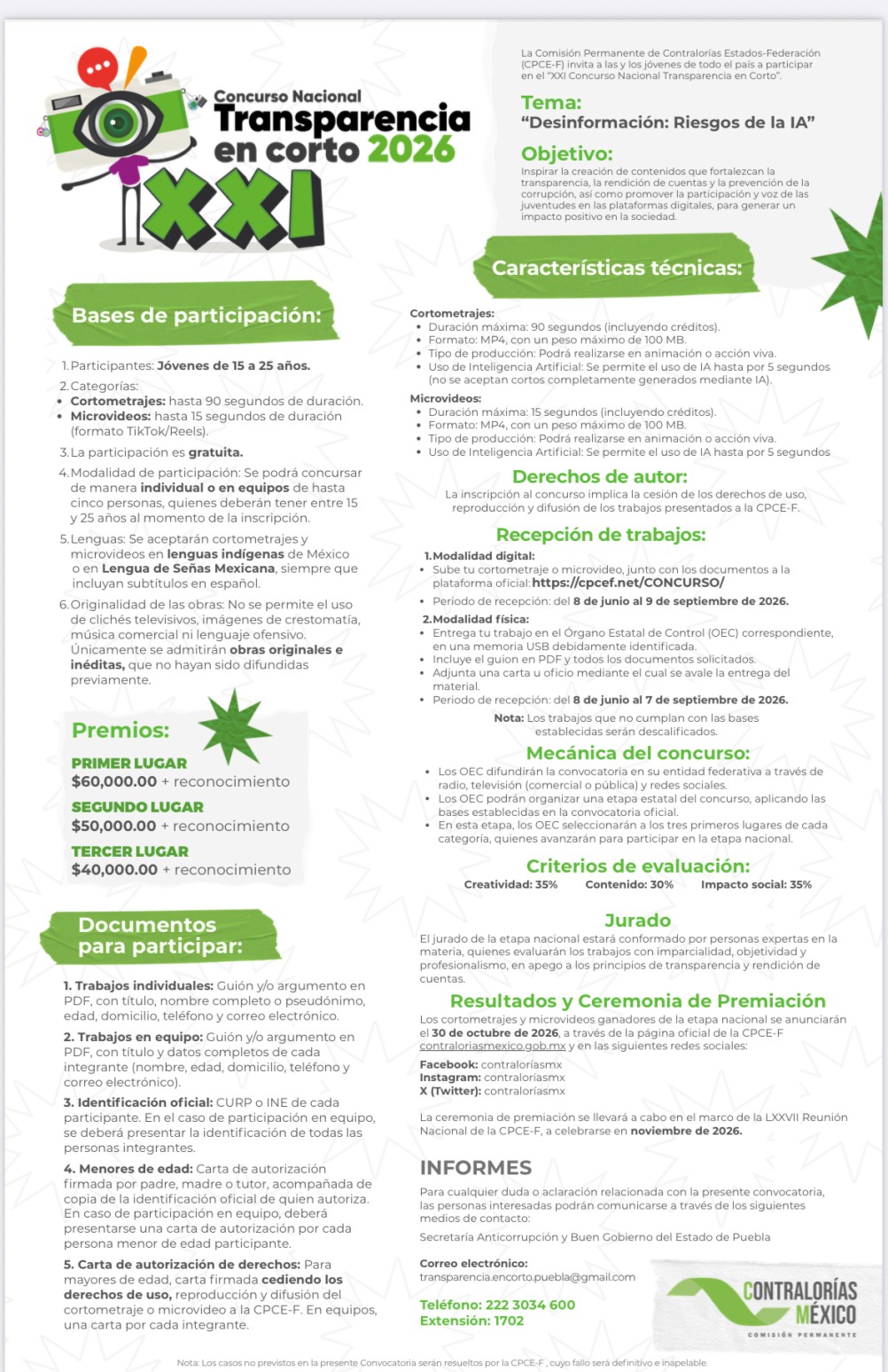 Invita Gobierno de Morelos a jóvenes a participar en Concurso Nacional Transparencia en Corto 2026