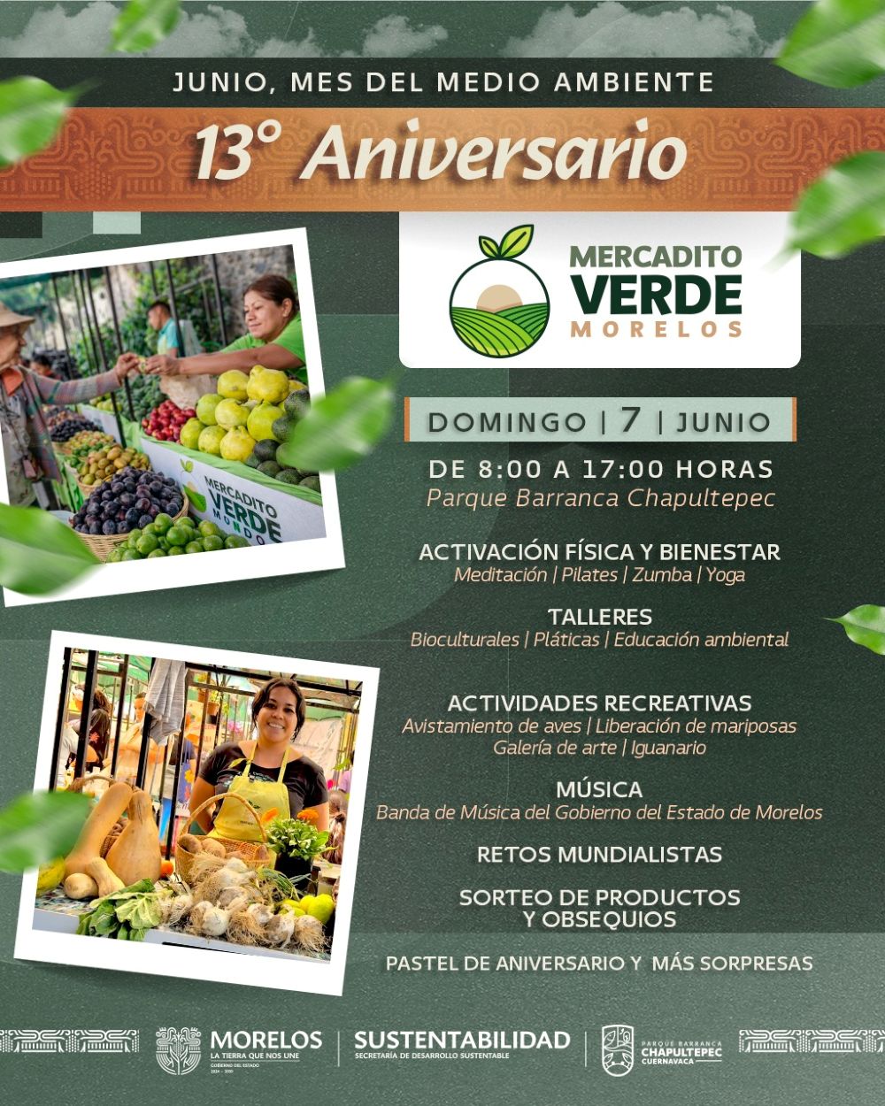 Invita SDS a celebrar El 13° Aniversario del Mercadito Verde Morelos en el Parque Barranca de Chapultepec