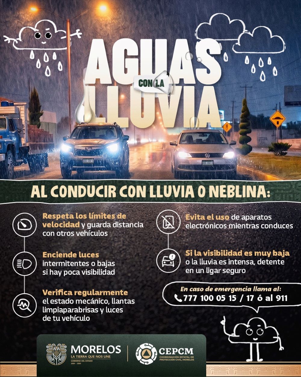 Emite Gobierno de Morelos recomendaciones para una temporada de lluvias segura