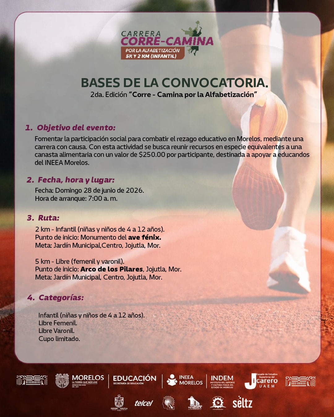 Convoca INEEA a 2da edición de la Carrera Corre- Camina por la Alfabetización