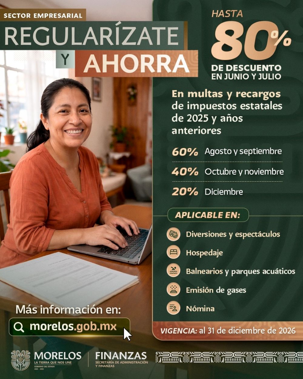 Otorga Gobierno de Morelos condonaciones de hasta 80 por ciento en contribuciones estatales