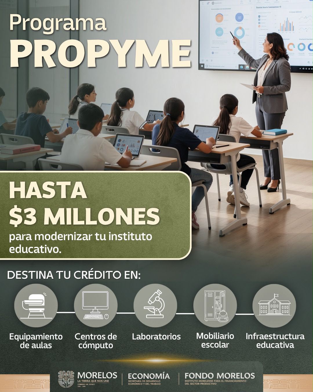 Cuenta Gobierno de Morelos con financiamiento para mejorar infraestructura y equipamiento de instituciones educativas privadas