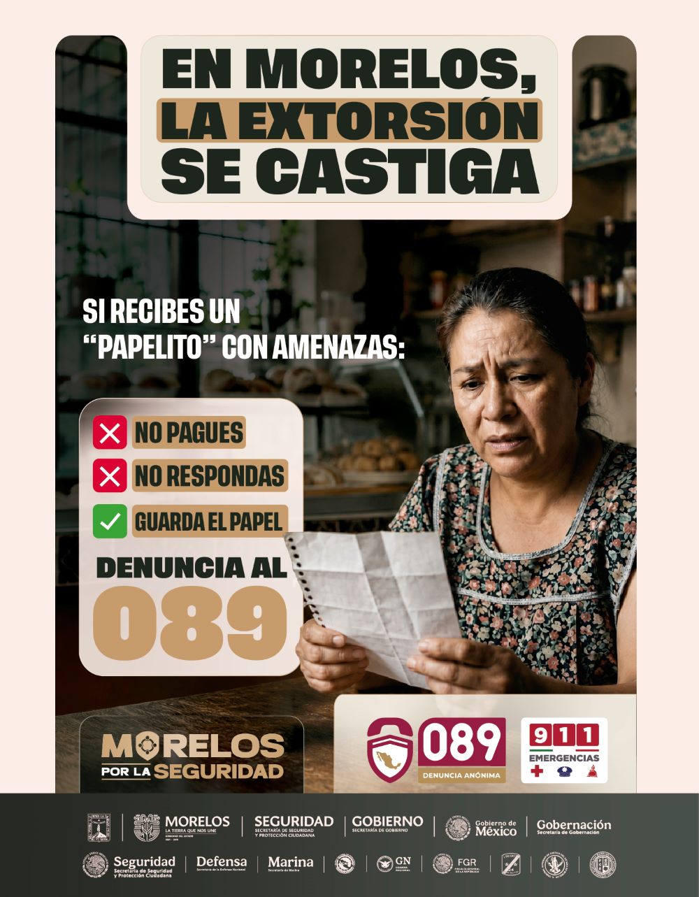 Exhorta SSPC a no caer en la extorsión del “Papelito” y denunciar al 089