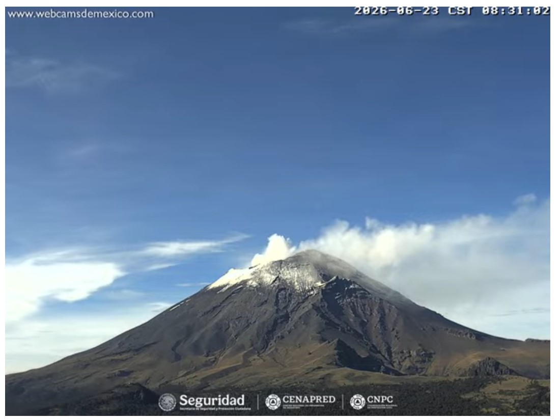 Reporte monitoreo del volcán Popocatépetl