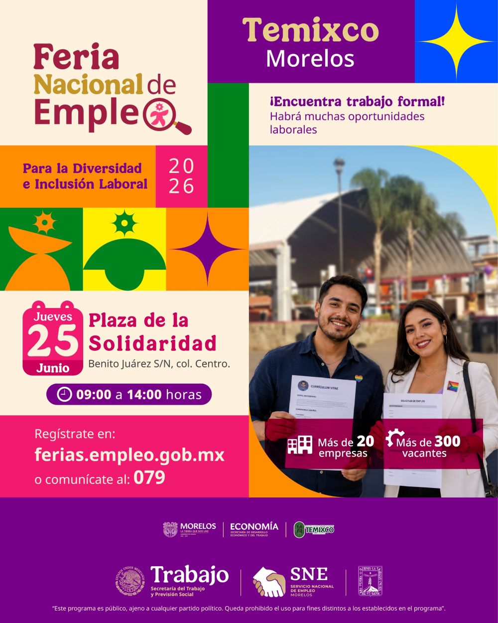 Vinculará Gobierno de Morelos más de 300 vacantes con personas buscadoras de empleo en Temixco