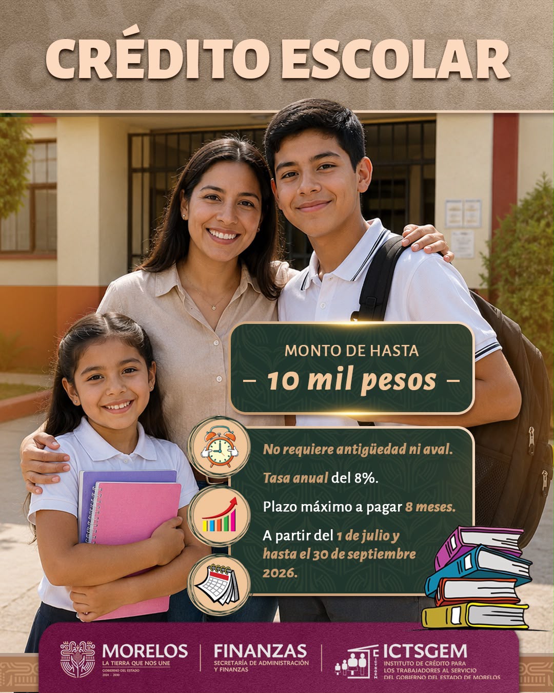 Inicia ICTSGEM el crédito escolar 2026 para apoyar el regreso a clases de las y los afiliados
