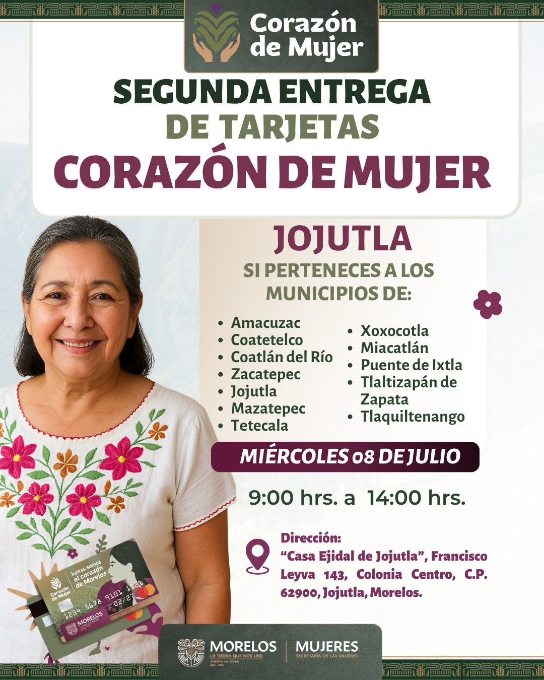 Anuncia Gobierno de Morelos Segunda Entrega De tarjetas "Corazón de Mujer"