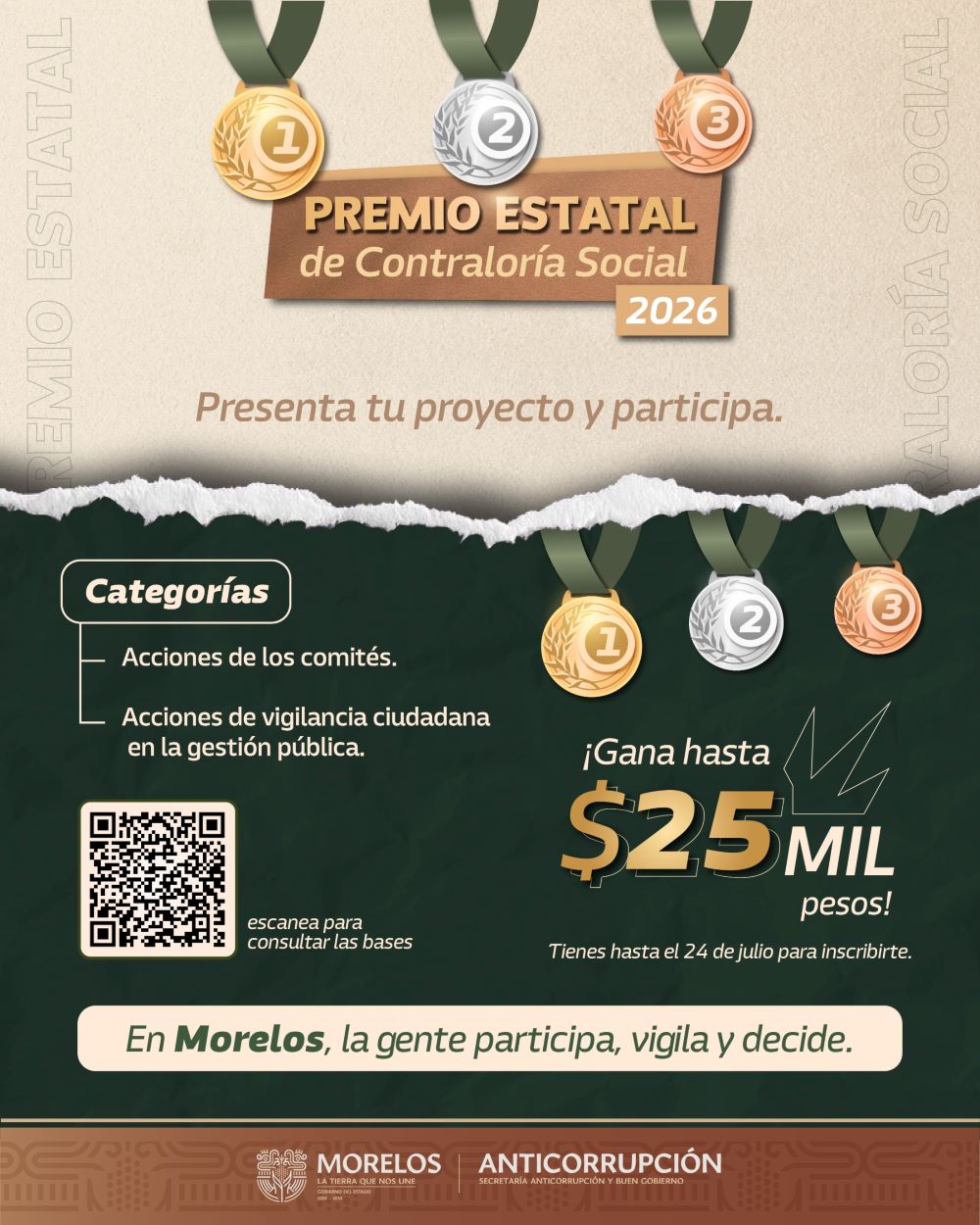 Convoca Secretaría Anticorrupción y Buen Gobierno a participar en el Premio Estatal de Contraloría Social 2026