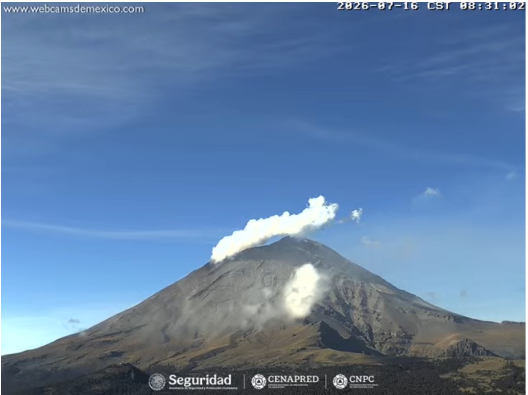 Reporte monitoreo del volcán Popocatépetl