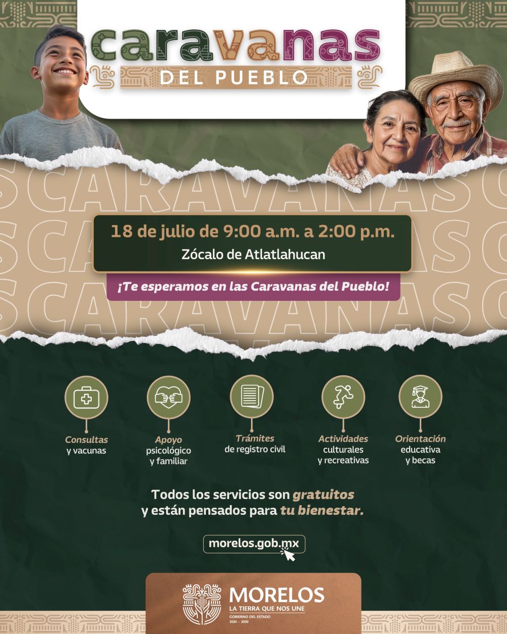 Llevan Caravanas del Pueblo servicios de salud, trámites y apoyos gratuitos a Atlatlahucan