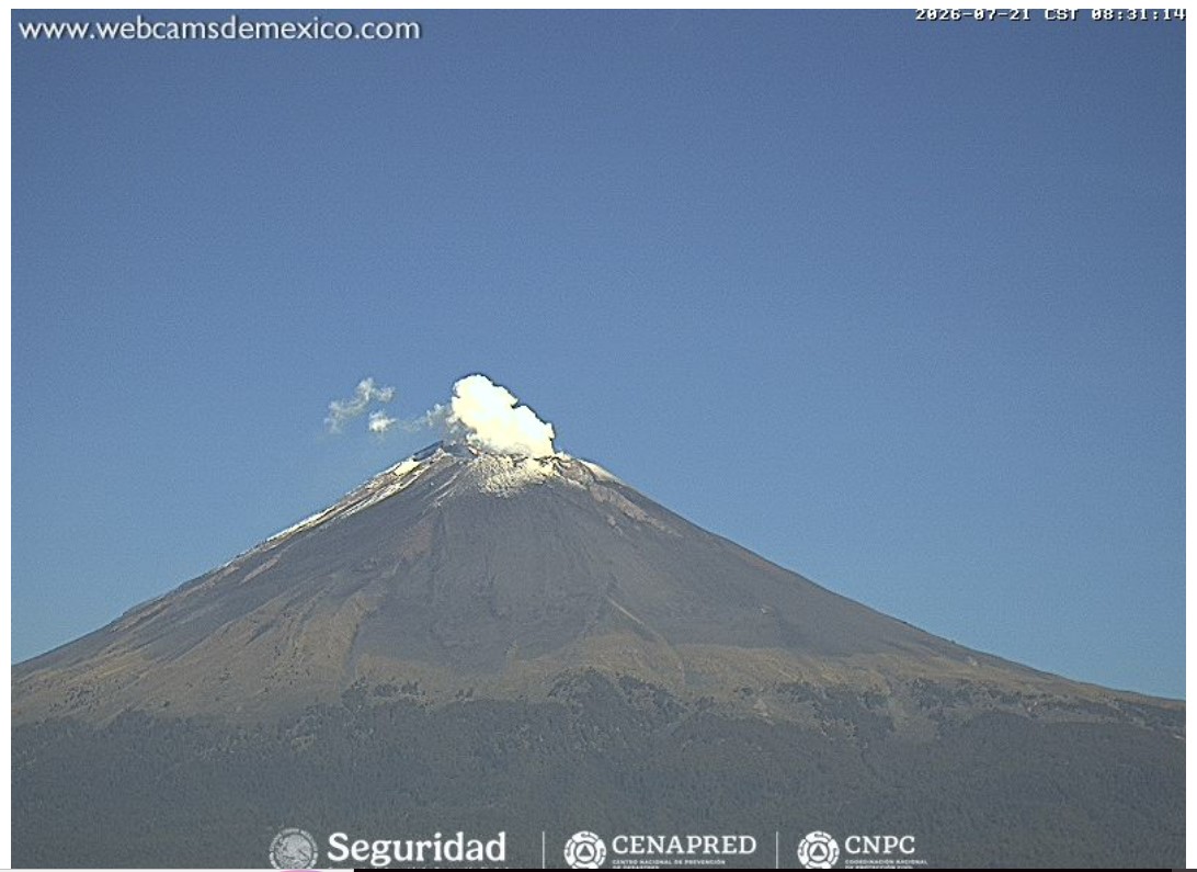 Reporte monitoreo del volcán Popocatépetl