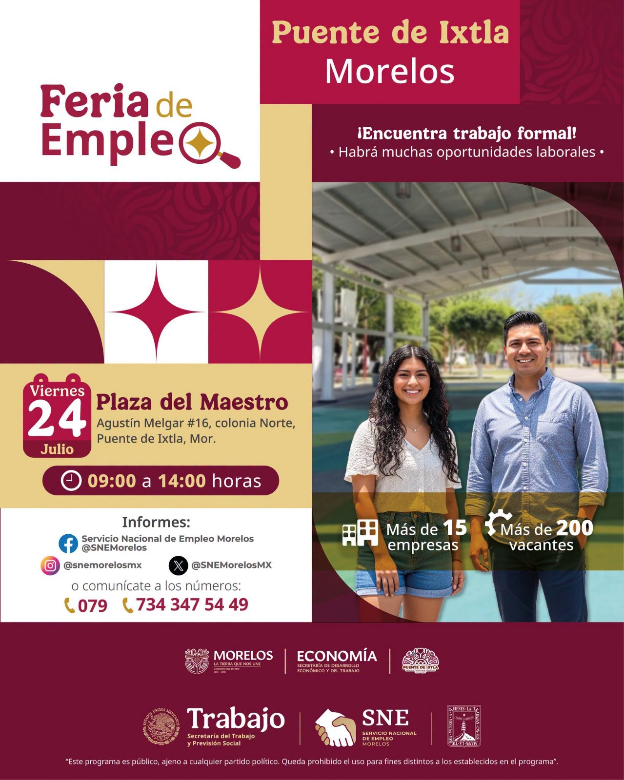  Invita Gobierno de Morelos a asistir a la Feria De Empleo en Puente de Ixtla