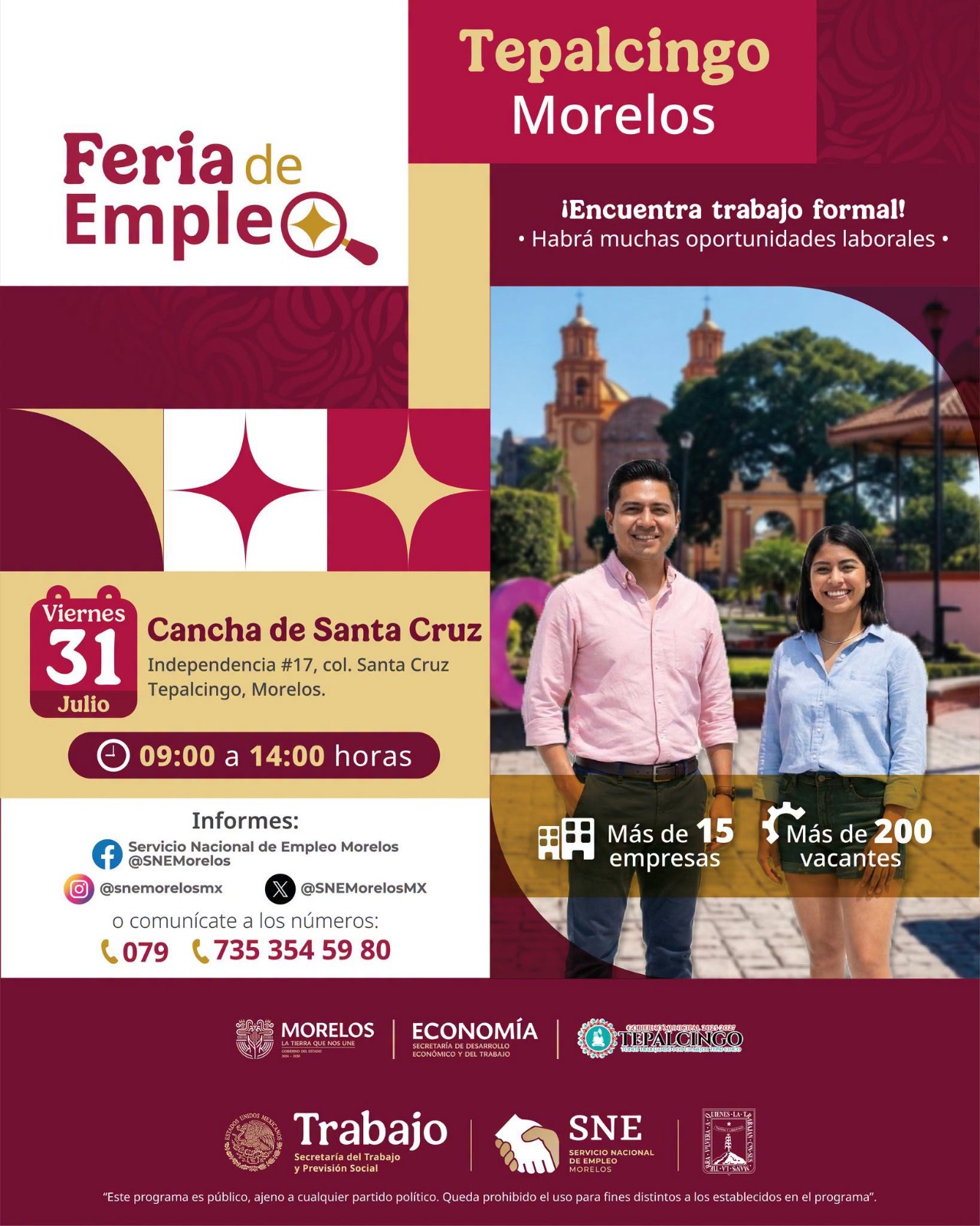 Vinculará Gobierno de Morelos más de 200 vacantes con personas buscadoras de empleo en Tepalcingo