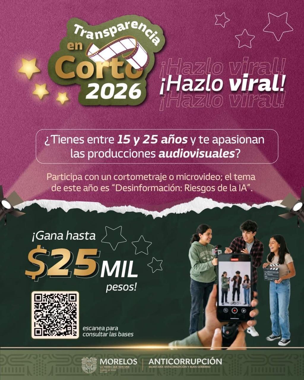 Convoca Anticorrupción y Buen Gobierno a jóvenes a combatir la desinformación mediante cortometrajes