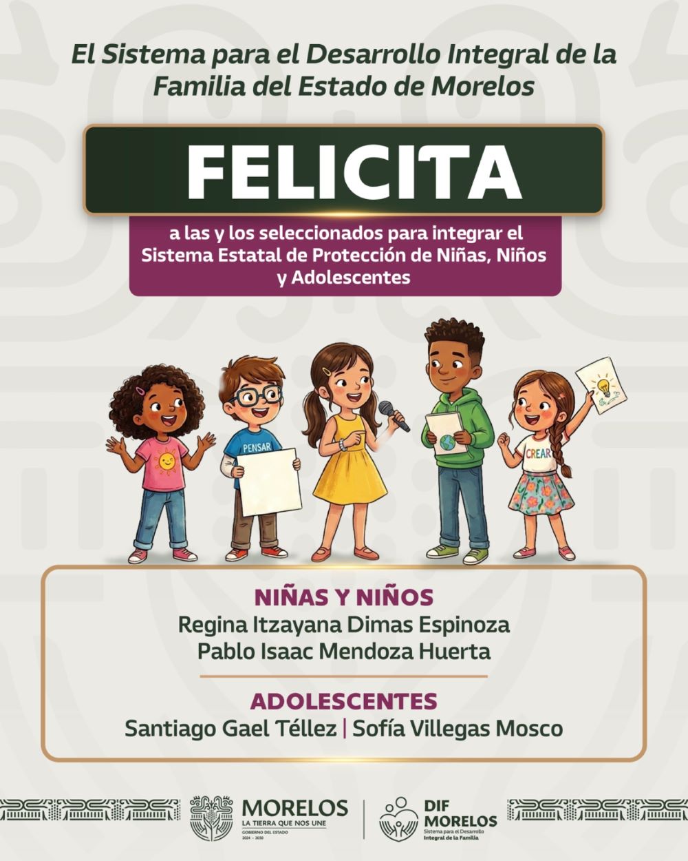 Publica SEDIF nombres de seleccionados para integrar el Sistema Estatal de Protección de Niñas, Niños y Adolescentes