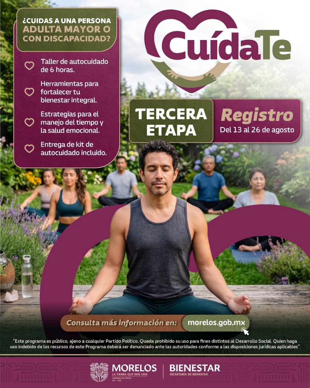 Invita Secretaría de Bienestar a participar en tercera y última etapa de registro del Programa Cuídate