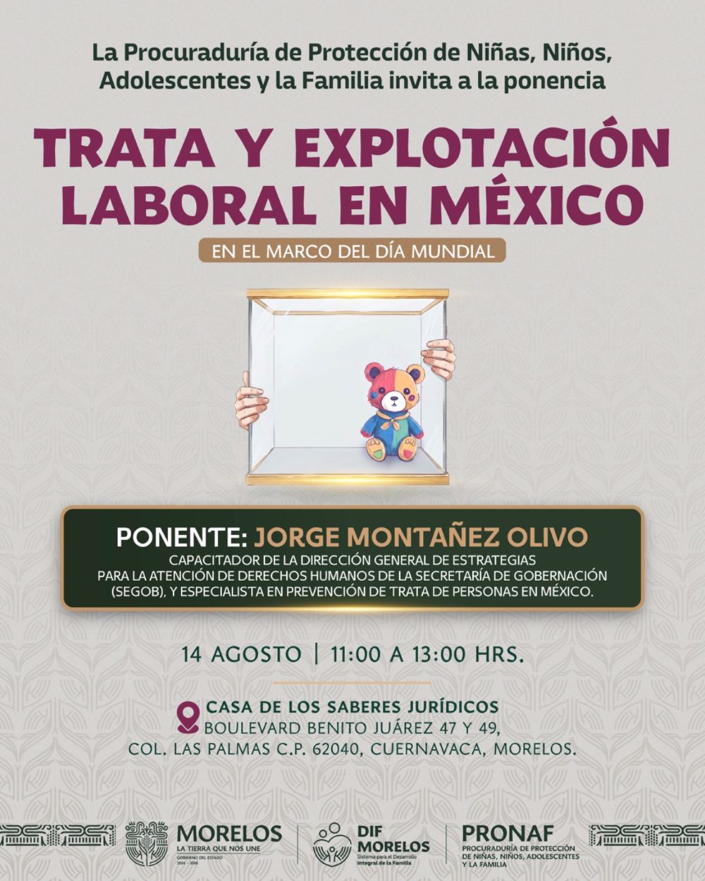 Abre SEDIF espacio de reflexión para la “Trata de Explotación Laboral en México” el próximo 14 de agosto