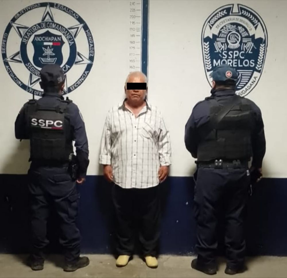 Asegura SSPC Morelos a un masculino por violación a la ley federal de armas de fuego y explosivos en Axochiapan