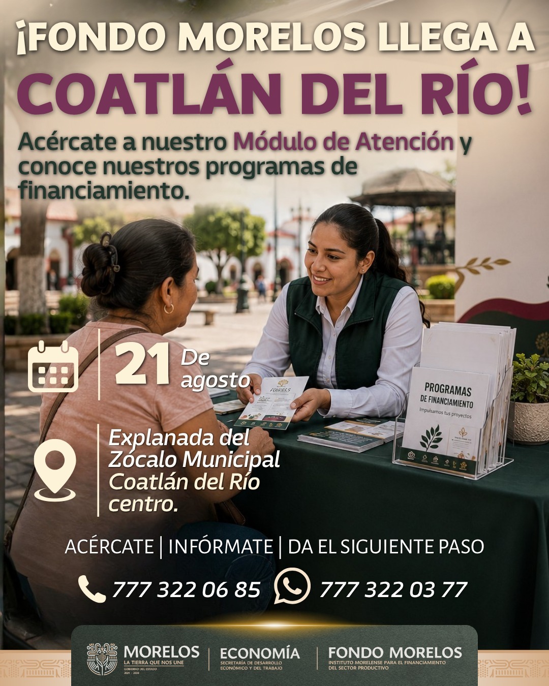 Llega jornada de financiamiento de Fondo Morelos para impulsar negocios en Coatlán del Río