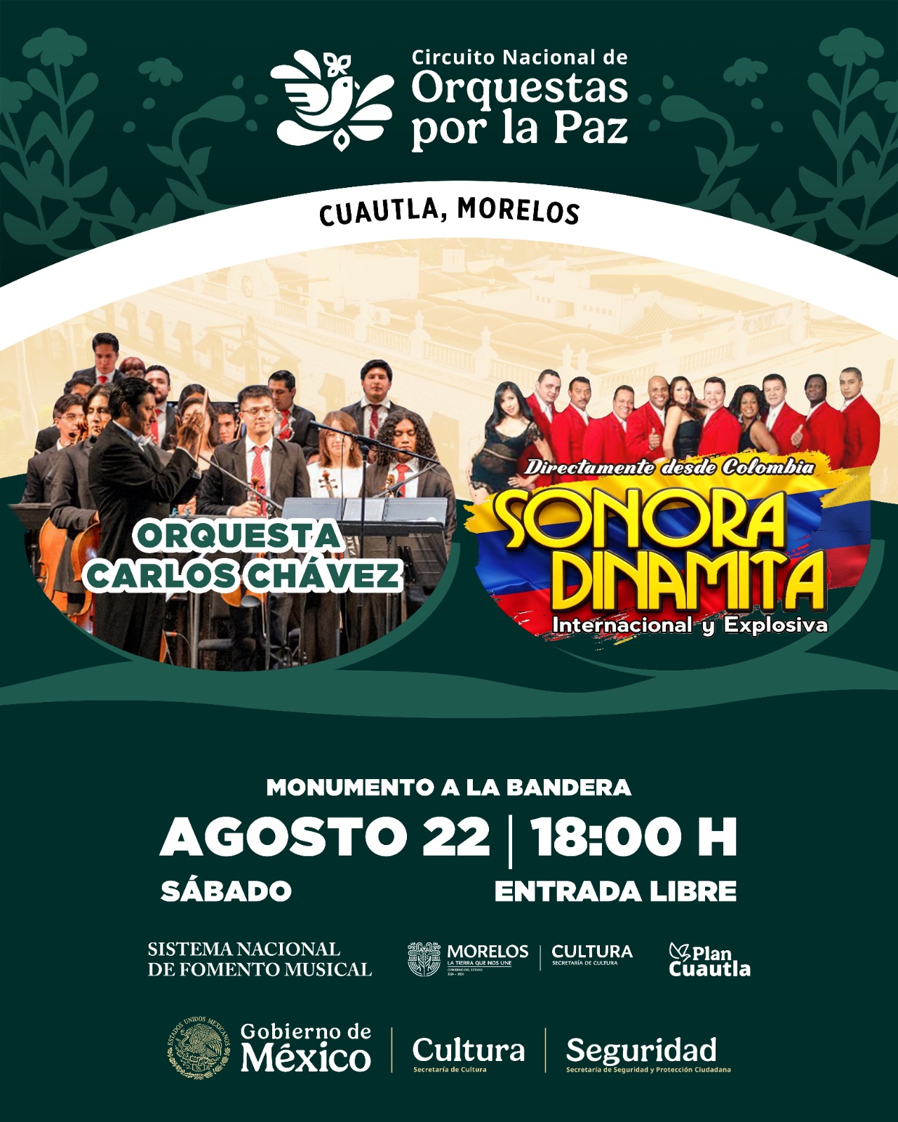 Invitan Gobiernos de México y Morelos al Concierto del Circuito Nacional de Orquestas por la Paz en Cuautla