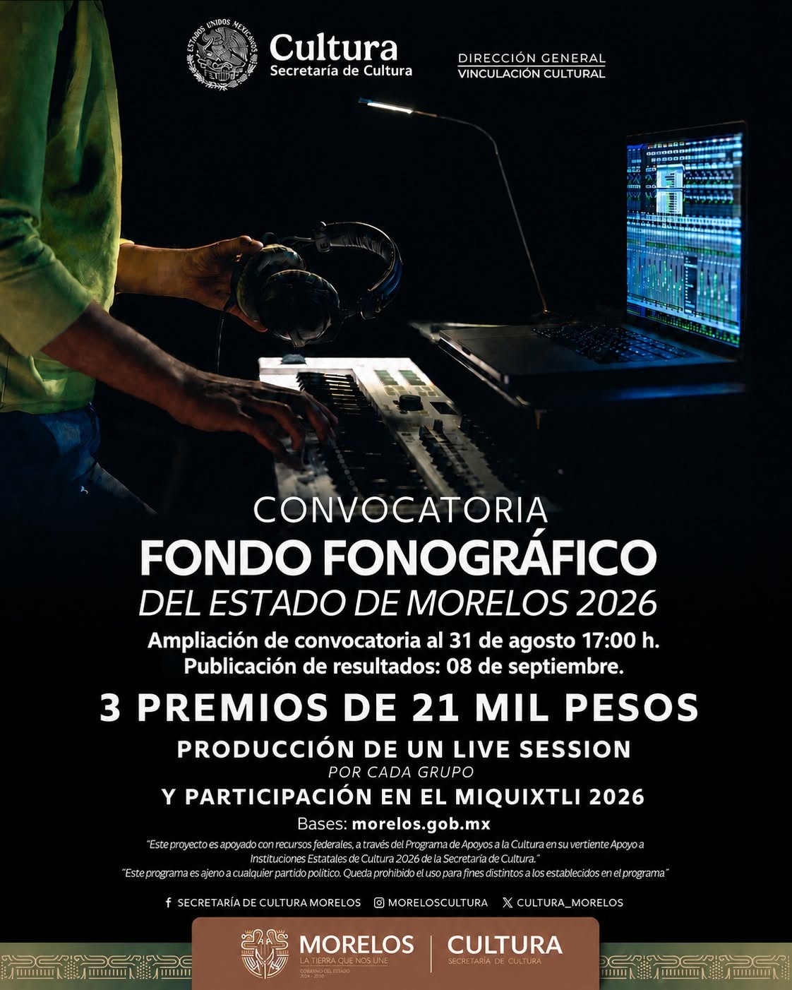 Convoca Secretaría de Cultura a participar en el Fondo Fonográfico de Morelos 2026