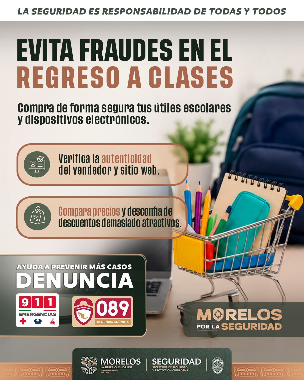 Emite SSPC Morelos recomendaciones para evitar fraudes digitales en este regreso a clases