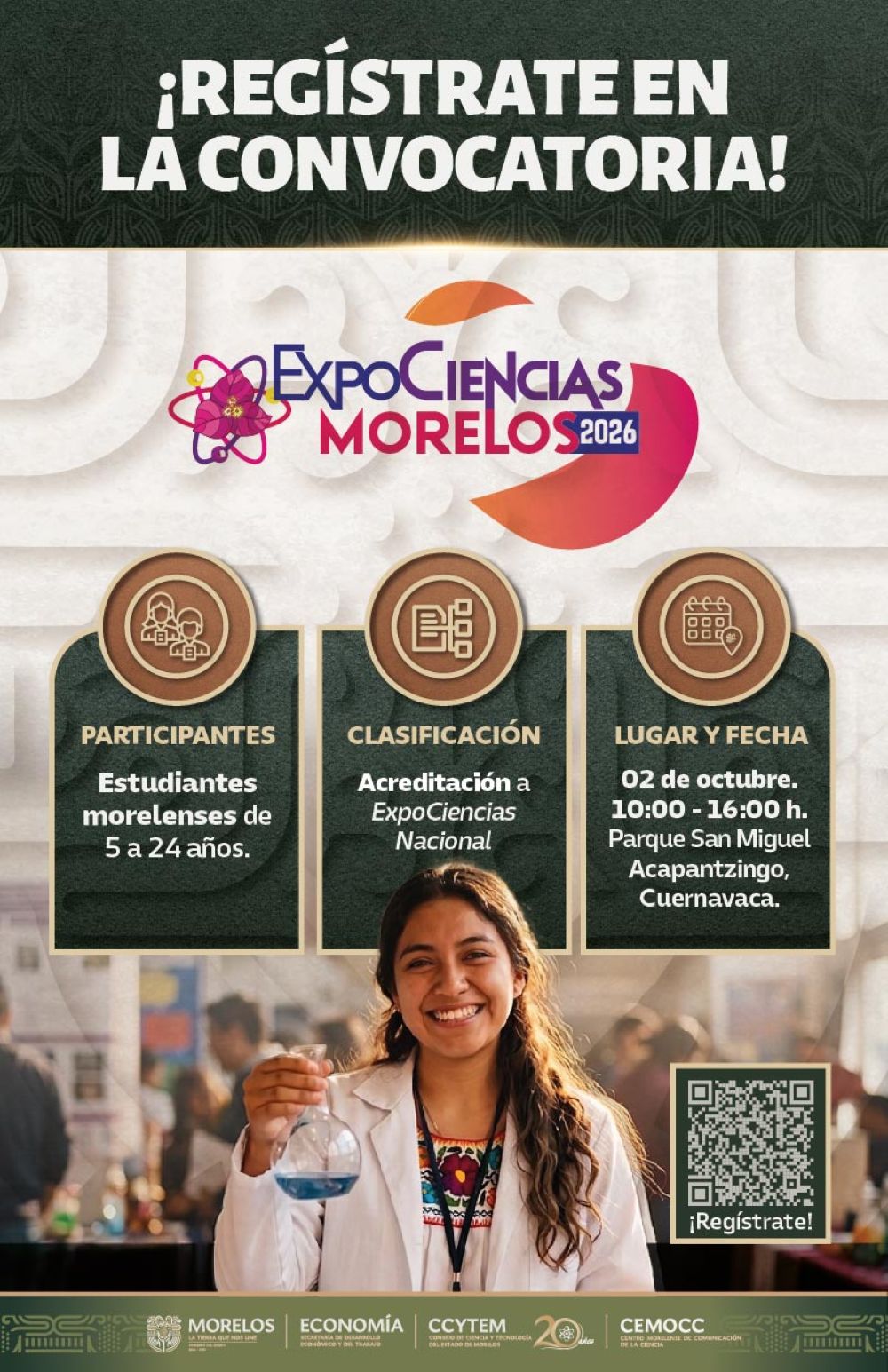 Abre CCYTEM convocatoria expociencias Morelos 2026 para estudiantes de 5 a 24 años
