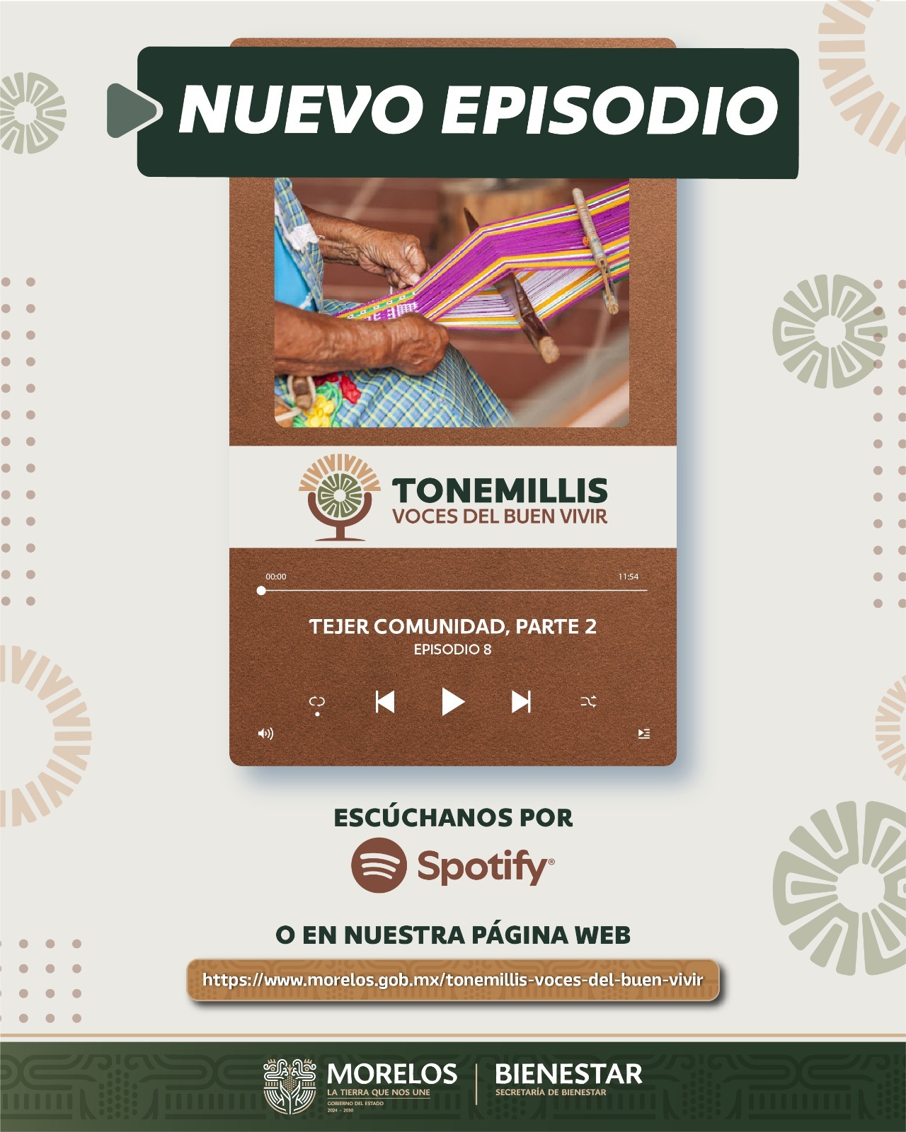 Comparte podcast “Tonemilis” saberes nahuas sobre la faja tradicional de Hueyapan